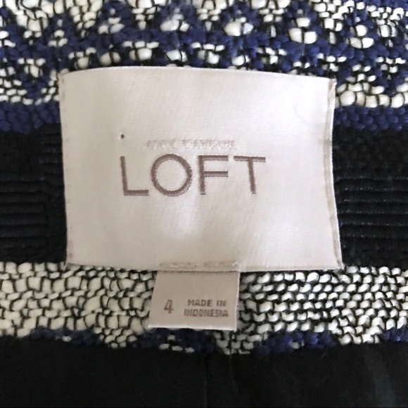 LOFT Striped Pattern Jacket Blazer with Fringe 4 - Picture 7 of 8